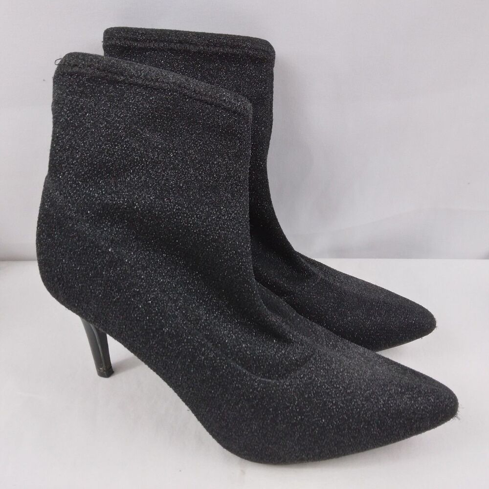 Jones New York Marcia Black Glitter Ankle Boots Witchcore Womens Size 7